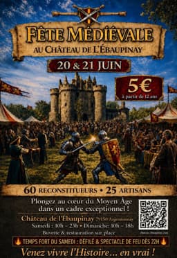 Affiche FÊTE MÉDIÉVALE AU CHÂTEAU DE L’ÉBAUPINAY